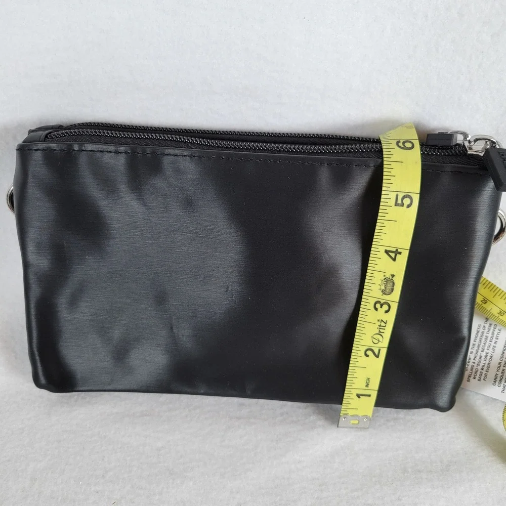 IHKWIP Womens Be Bold RFID Wristlet Crossbody Bag Small Black Travel Nylon